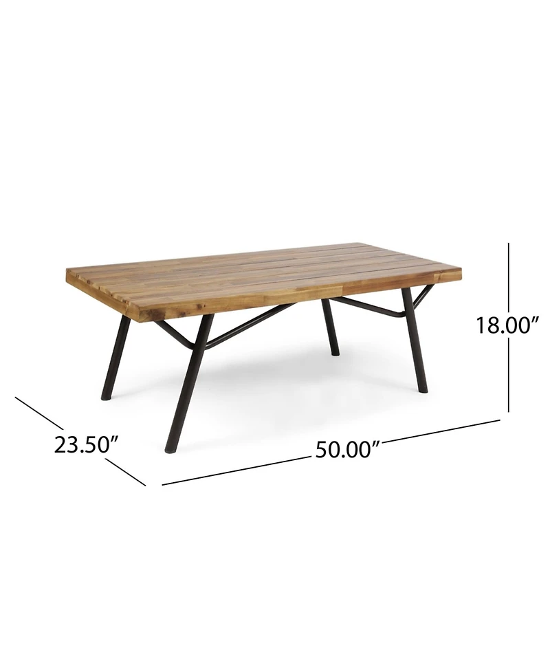 Mondawe Outdoor Coffee Table - Wood with Rustic Metal Legs