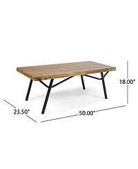 Mondawe Outdoor Coffee Table - Wood with Rustic Metal Legs