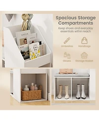 Gouun Shoe Storage Bench with Removable Cushion and 6 Open Compartments