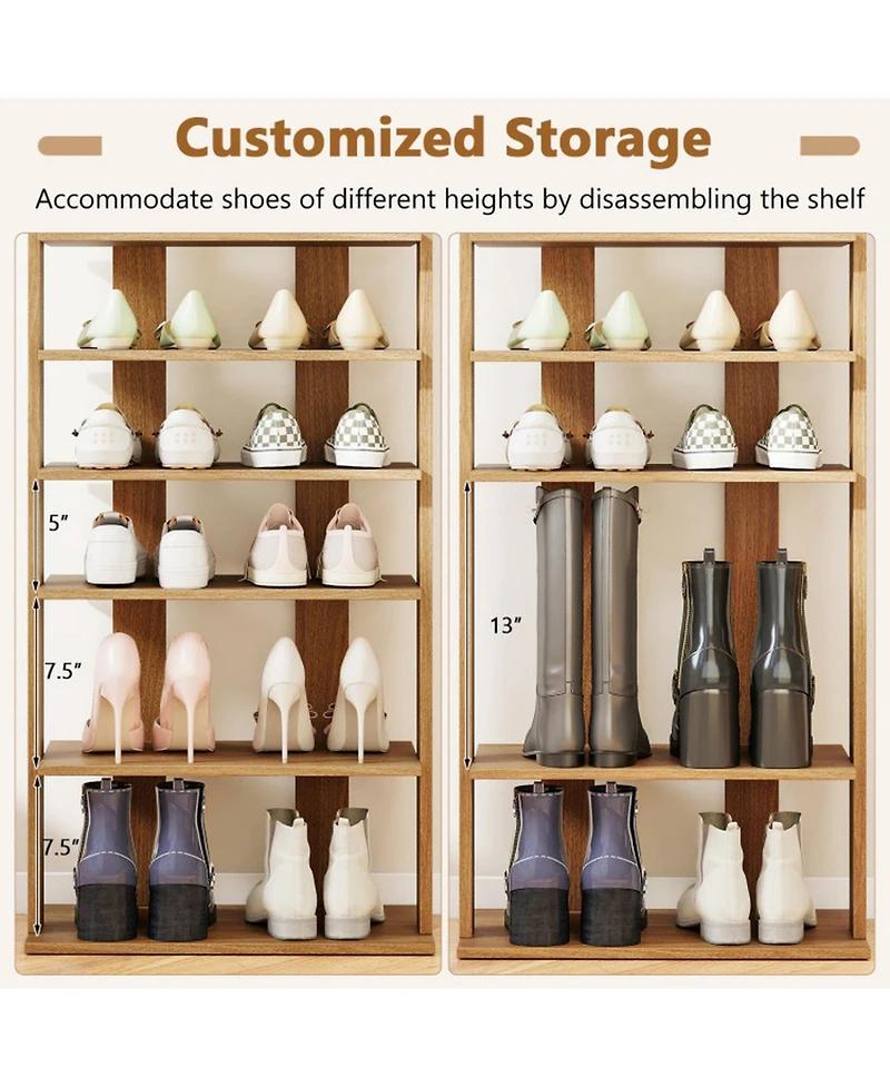 Gouun 7-Tier Vertical Double-Row Shoe Rack with Anti-Tipping Device