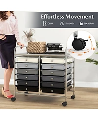 Gouun 12-Drawer Mobile Storage Trolley with Visible Drawers and Dual Push Handles