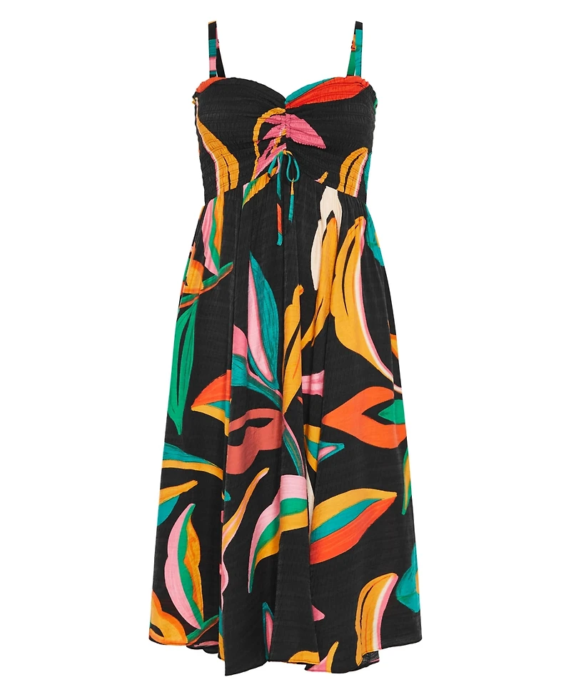 City Chic Women's Maui Shirred Print Maxi Dress