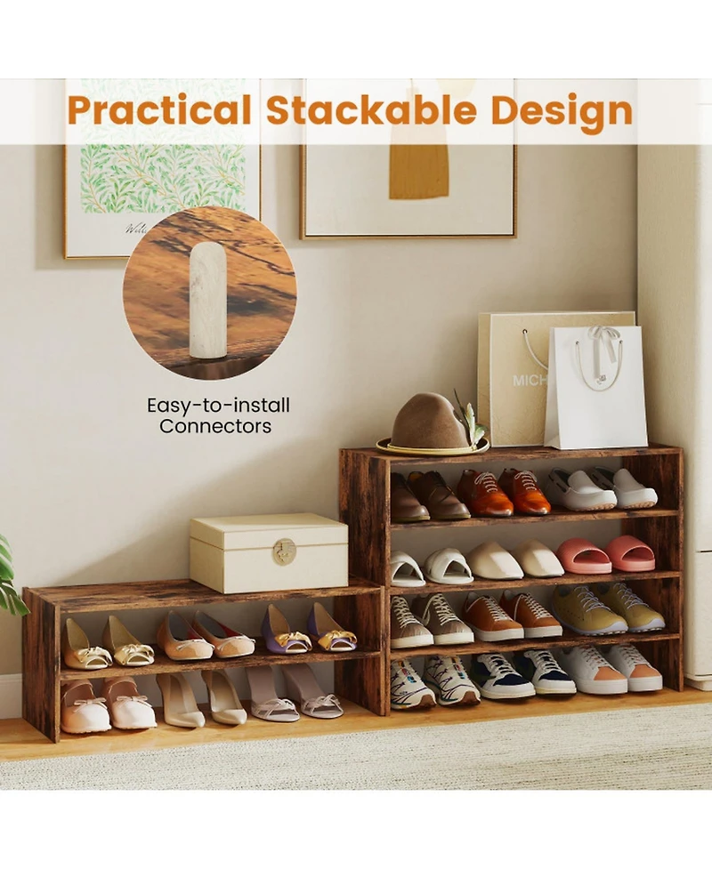 Gouun 6-Tier Stackable Shoe Rack with Anti-Tipping Device for Entryway