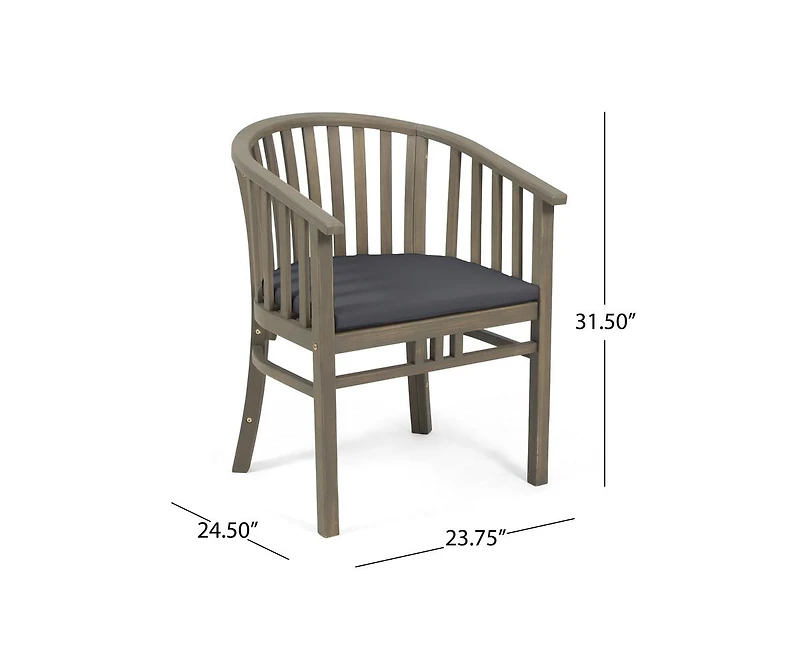 sumyeg Outdoor Wooden Dining Chairs With Cushions(Set of 2)