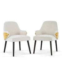 Rainsken Indoor Dining Chair Set of 2, Two-Tone Fabric Armchair with Sturdy Frame and Curved Backrest for Dining Room, Living Area