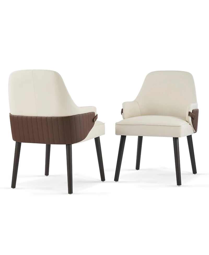 Rainsken Two-Tone Fabric Dining Chair Set of 2, Sturdy Indoor Armchair with Curved Back for Dining and Living Spaces