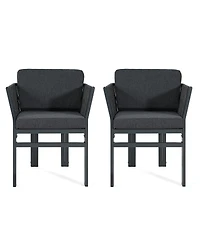Rainsken 2-Piece All-Weather Patio Dining Chairs, Sturdy Aluminum Frame and Comfort Cushion, for Garden and Deck