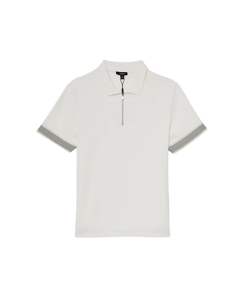 Reiss Men's Sleeve-Trim Half-Zip Polo Shirt