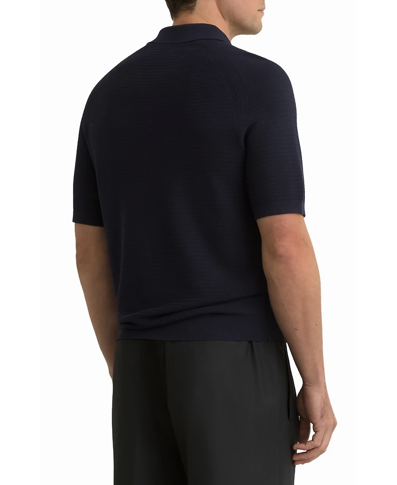 Reiss Men's Textured-Knit Half-Zip Polo Shirt