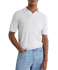 Reiss Men's Merino Wool Open-Collar Polo Shirt