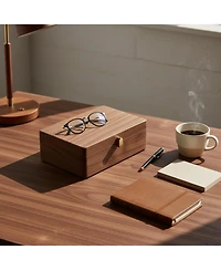 Yigii Black Walnut Solid Wooden 2 Layer Jewelry Organizer with Removable Tray Velvet Interior Magnet Closure Gift for Women