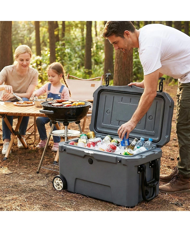 Gouun 52-Quart Portable Hard Cooler with 6-Day Ice Retention, Heavy-Duty Wheels and Extended Handle
