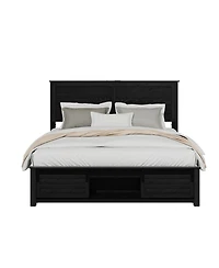 Lucky One Full Bed Frame with Upholstered Headboard and Wood Platform