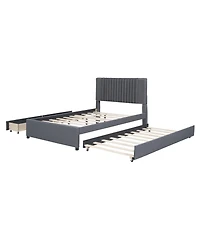 Lucky One Full Size Upholstered Platform Bed with 2 Drawers and 1 Twin Size Trundle