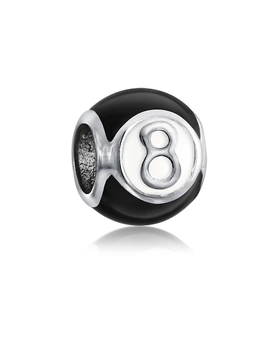Bling Jewelry Black Magic 8 Billiards Ball Charm Bead .925 Sterling Silver for Bracelet