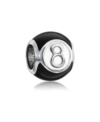 Bling Jewelry Black Magic 8 Billiards Ball Charm Bead .925 Sterling Silver for Bracelet