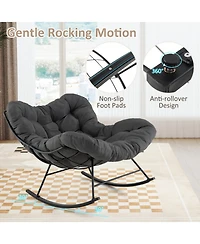 Gouun Oversized Egg Papasan Rocking Chair with Thick Cushion