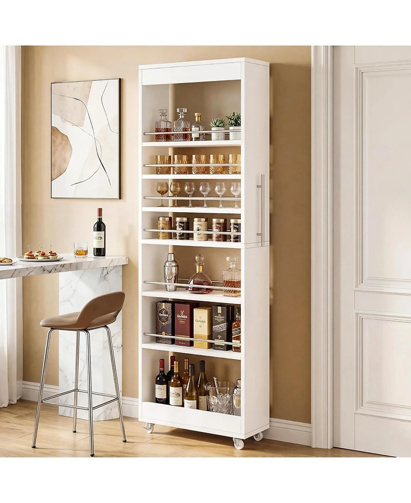 Tribesigns 73" Tall Slim Storage Cart on Wheels, 7-Tier Narrow Pantry Cabinet, Rolling Skinny Spice Rack Organizer Next to Fridge