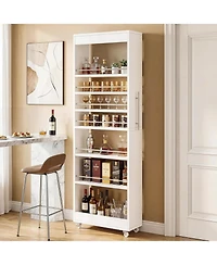 Tribesigns 73" Tall Slim Storage Cart on Wheels, 7-Tier Narrow Pantry Cabinet, Rolling Skinny Spice Rack Organizer Next to Fridge