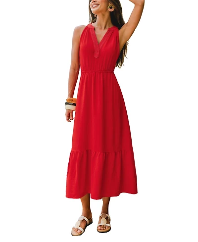 Cupshe Women's Under the Setting Sun Red Maxi Beach Dress