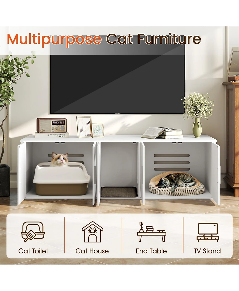 Cozito Cat Litter Box Enclosure 58 in Double Room Sisal Mat