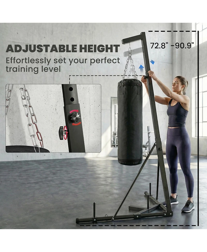 Soozier 72.8"-90.9" Adjustable Freesding Punching Bag with Sd,
