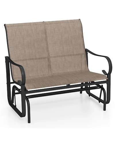Gouun 2-Person Outdoor Glider Bench with High Backrest and Metal Frame