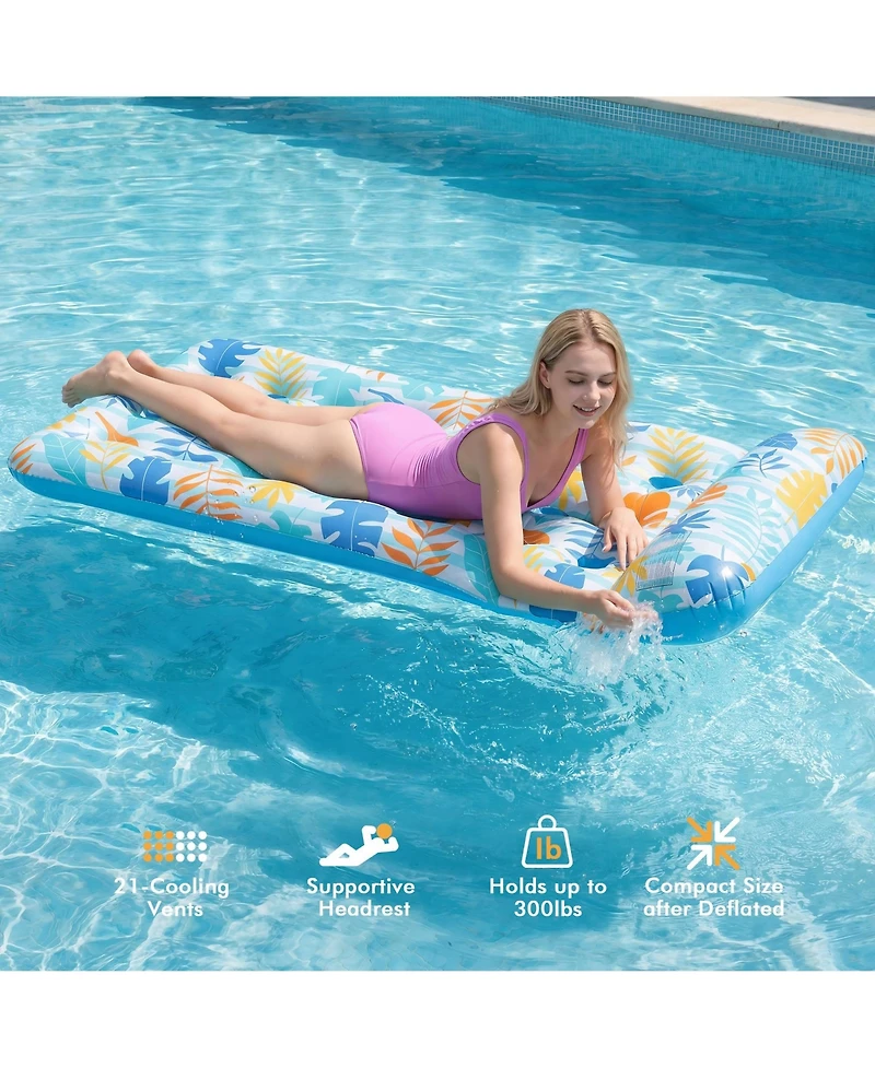 Gnuadz 2 Pack Inflatable Pool Float Mat Headrest Lake Raft Lounger