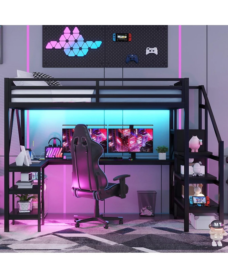 Streamdale Furniture Full Loft Bed Wardrobe