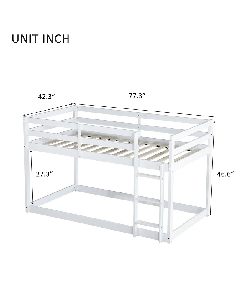 Lucky One Solid Wooden, Solid Rubber Wooden Bunk Bed with Ladder