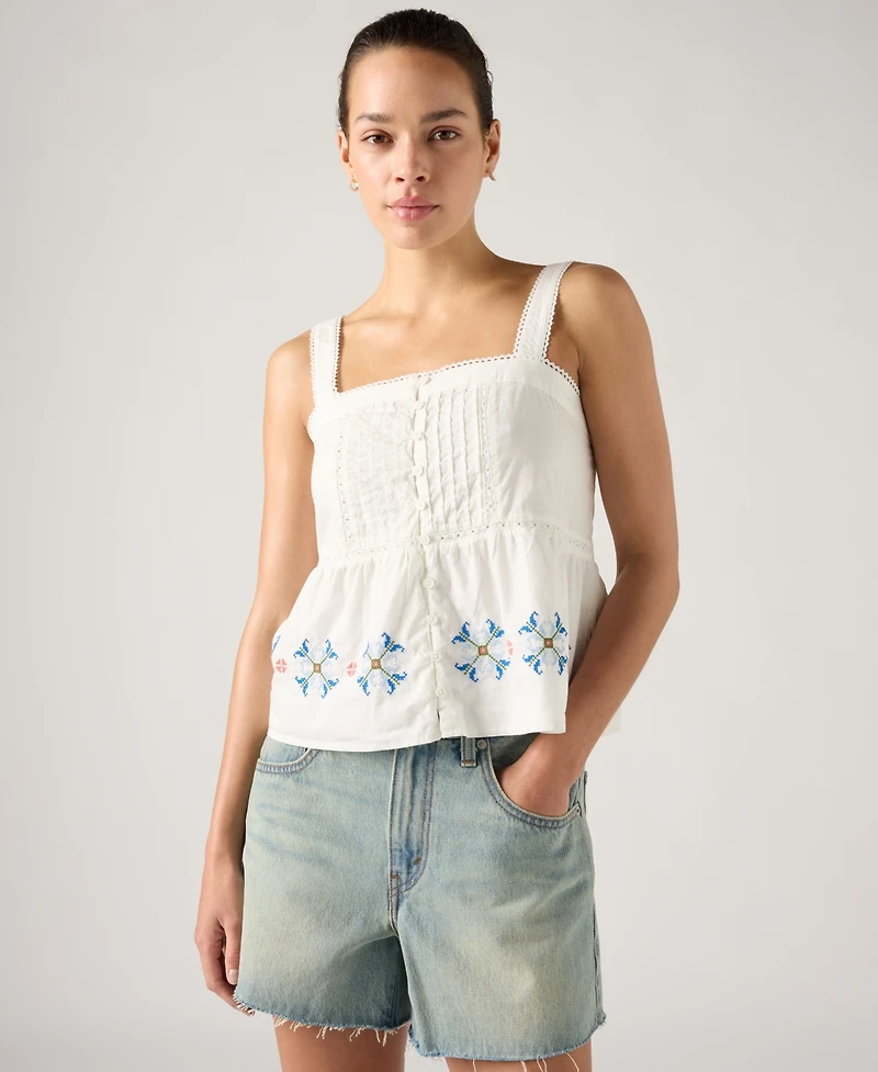 Levi's Women's Mimi Square Neck Sleeveless Cotton Blouse