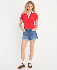 Good American Women's Cotton-Blend Short-Sleeve Polo Shirt