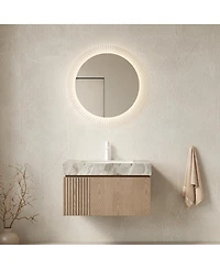 Sillysis Inch Italian Wall Mount Bathroom Vanity with Sintered Stone Countertop, Ceramic Sink, Soft Close Cabinet