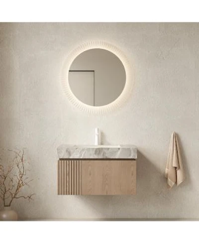 Sillysis Inch Italian Wall Mount Bathroom Vanity With Sintered Stone Countertop Ceramic Sink Soft Close Cabinet Pre Assembled
