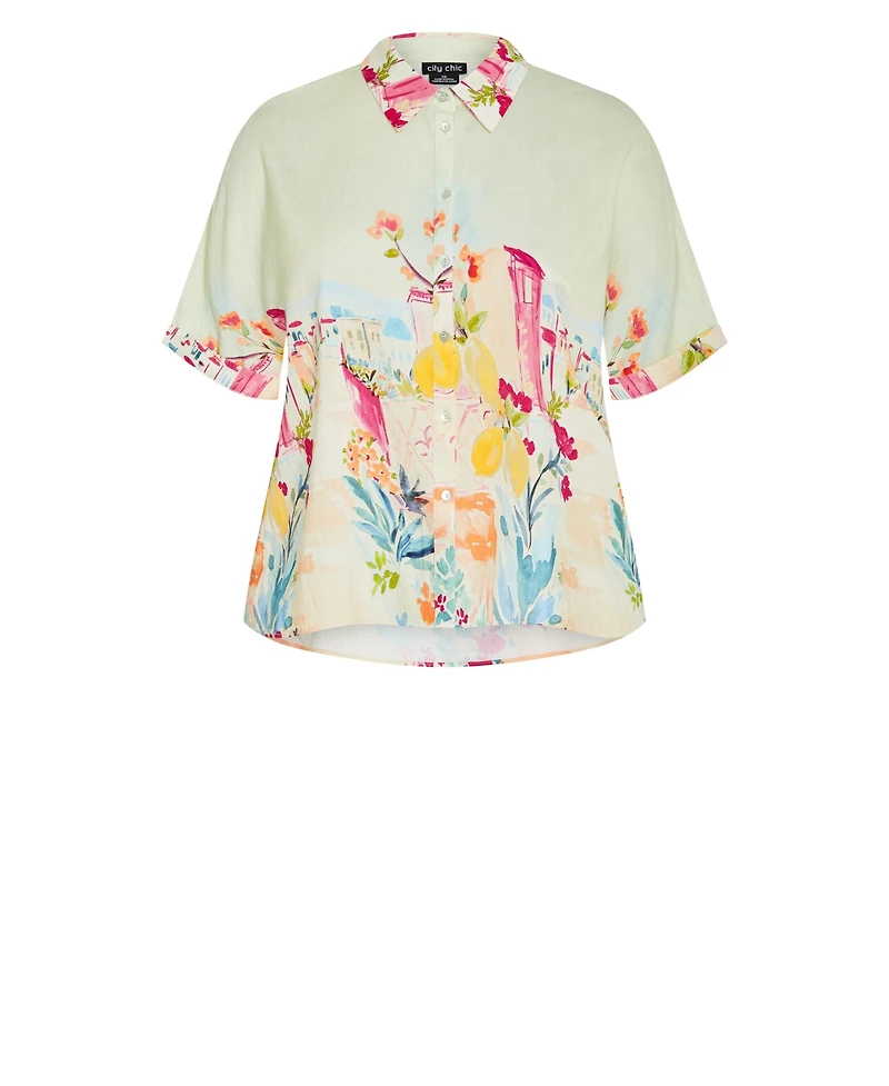 City Chic Plus Sorrento Print Women's Shirt