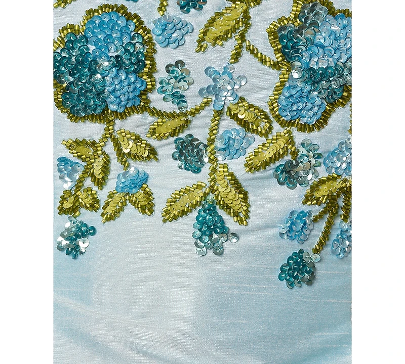 Adrianna Papell Women's Beaded Shantung Boat Neck Polyester Dress