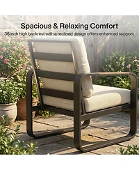 Tribesigns Outdoor Single Patio Sofa with Removable Cushions, Metal Frame Chair Thick Cushions for Patio, Balcony, Garden