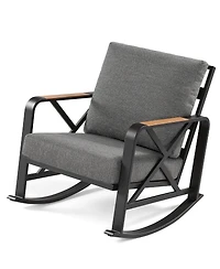 Tribesigns Outdoor Rocking Chair with Cushions, Patio Rocking Chair with Steel Frame and Olefin Fabric Seat