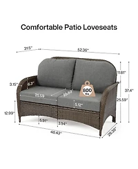 Tribesigns Outdoor Wicker Loveseat with Cushions, 2-Seater Patio Sofa, All-Weather Pe Rattan Outdoor Furniture