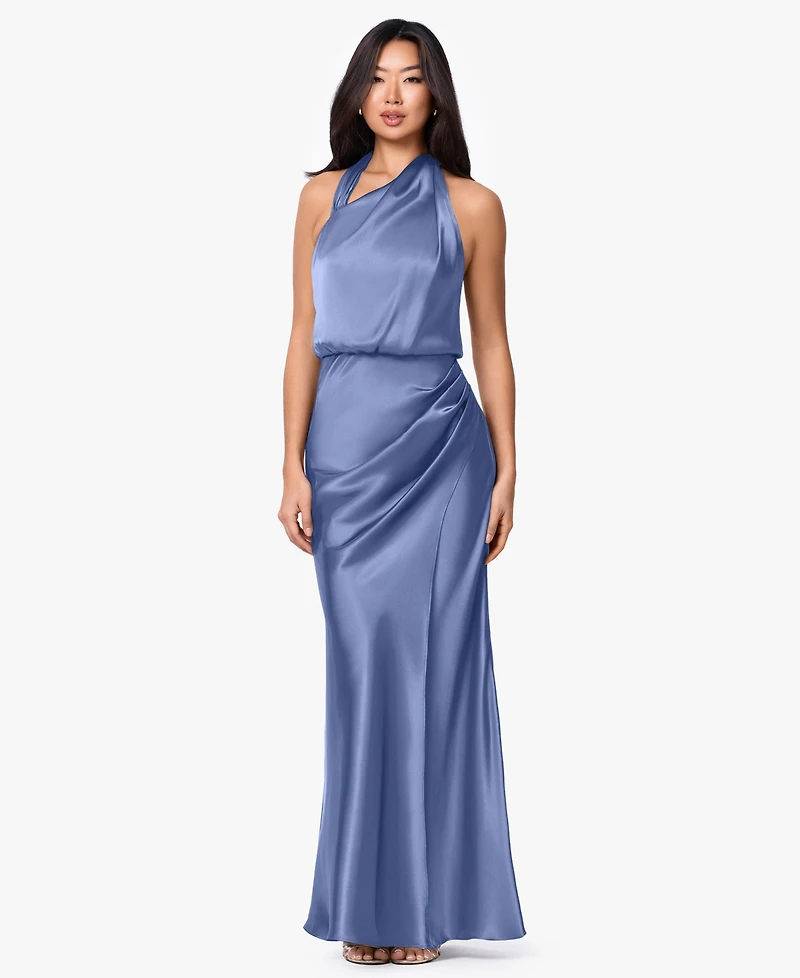 Betsy & Adam Women's Long Charm Halter Neck Dress