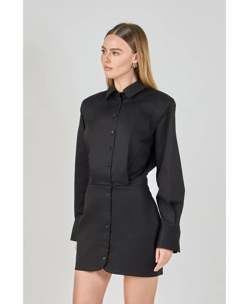 endless rose Women's Button Up Long Sleeve Dress