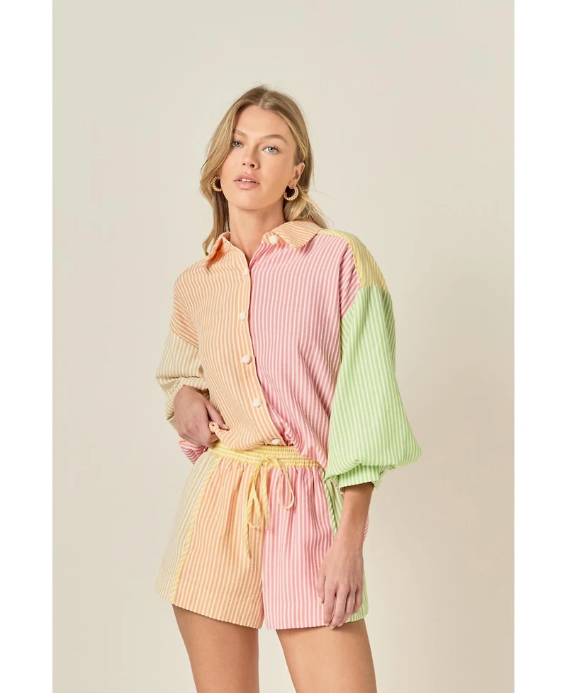 English Factory Women's Striped Colorblock Shirt