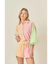 English Factory Women's Striped Colorblock Shirt