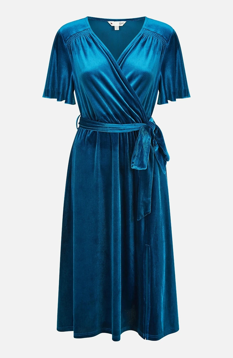 Yumi Women's Velvet Split Hem Midi Dress