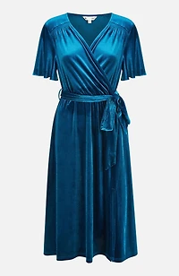 Yumi Women's Velvet Split Hem Midi Dress