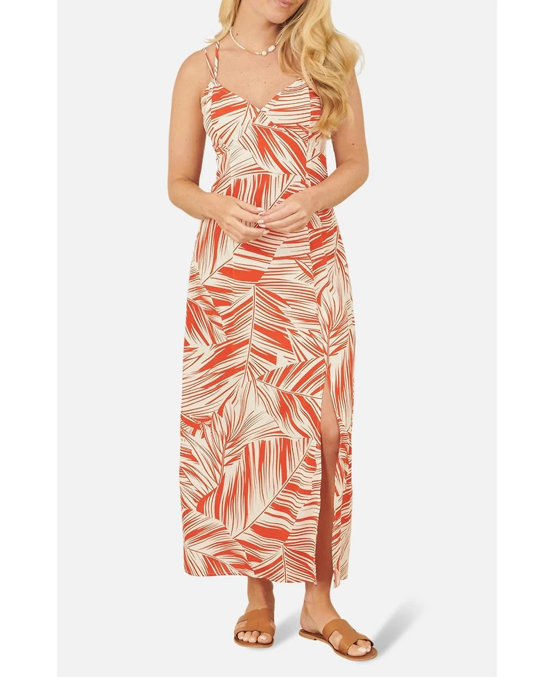 Yumi Women's Sleeveless V-Neck Cross Back Maxi Dress