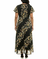 Taylor Plus Placement Print V-Neck Maxi Dress