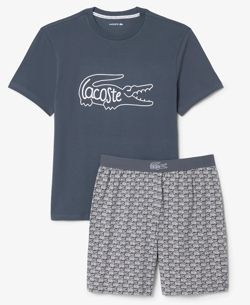 Lacoste Men's Short-Sleeve T-Shirt and Pajama Shorts, 2-Piece Set