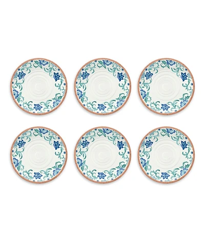 Abode Homewares Rio Turquoise Floral Melamine Dinner Plates, Set Of 6