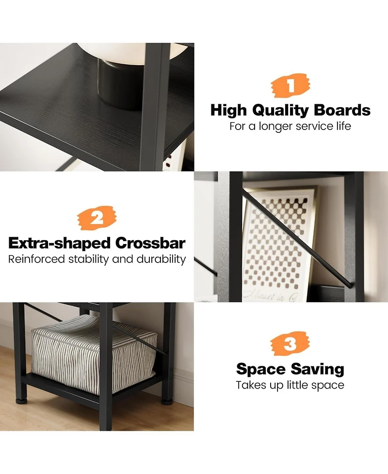 gaomon Narrow 6-Tier Tall Skinny Bookshelf with Metal Frame, Rustic Industrial Corner Storage Rack